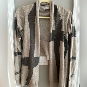 Fate Duster Swearer Wrap Cardigan Dust Pink Grey Print Cropped Style Large